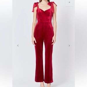 Endless Rose Rich Red Velvet Jumpsuit